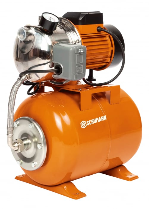 Hidrofor de mare putere SCHUMANN®, AUTOJS80, 24L, 1500W, 60l/min, H refulare 45 m, pompa din fonta si inox