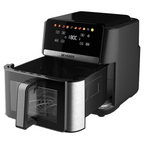 Friteuza cu aer cald Heber®, 2000W, 9L, Display digital touch, 10 programe, Interior metalic, Fara ulei, Negru