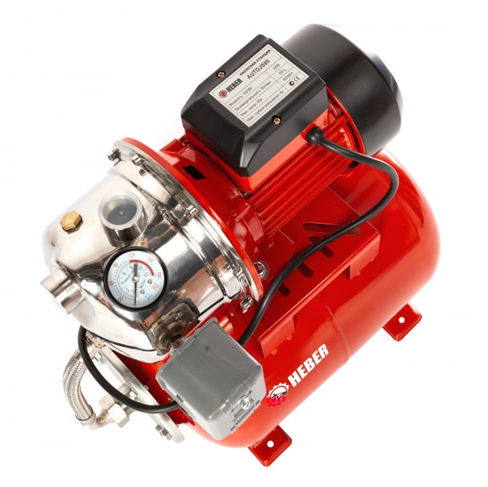 Hidrofor de mare putere Heber®, AUTOJS80, 24L, 1000W, 50l/min, H refulare 40m, pompa din fonta si inox
