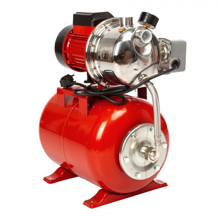Hidrofor de mare putere Heber®, AUTOJS80, 24L, 1000W, 50l/min, H refulare 40m, pompa din fonta si inox