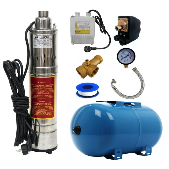Kit Hidrofor 50L cu pompa apa submersibila Heber® 1.1KW, 3m3/Ora, Sistem premium complet