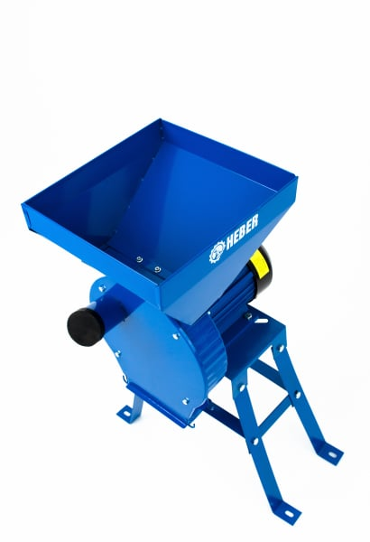 Moara electrica cu suport din metal pentru cereale si stiuleti (2 in 1), HEBER®, Cuva Mare, motor 3,5 kw (100% cupru), 3000 rpm, 300 kg/h, 4 site de rezerva, 20 ciocanele