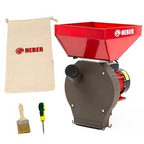 Moara electrica Heber®, 3.8 kw 3000 rpm motor 100% cupru, 300 kg/ora, cuva mare, 20 de ciocanele pentru cereale si stiuleti + sac, surubelnita, perie