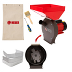 Moara electrica Heber®, 3.8 kw 3000 rpm motor 100% cupru, 300 kg/ora, cuva mare, 20 de ciocanele pentru cereale si stiuleti + sac, surubelnita, perie