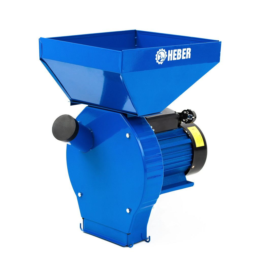 Moara electrica Heber®, 3.9 kw 3000 rpm motor 100% cupru, 300 kg/ora, cuva mare, 20 de ciocanele pentru cereale si stiuleti