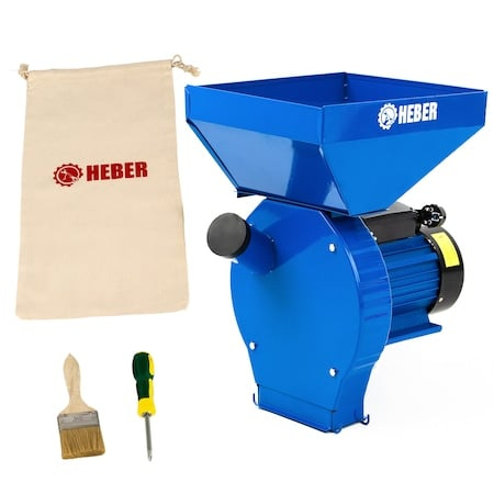 Moara electrica pentru cereale si stiuleti (2 in 1), HEBER®, Cuva Mare, motor 3,5 kw (100% cupru), 3000 rpm, 300 kg/h, 4 site de rezerva, 20 ciocanele