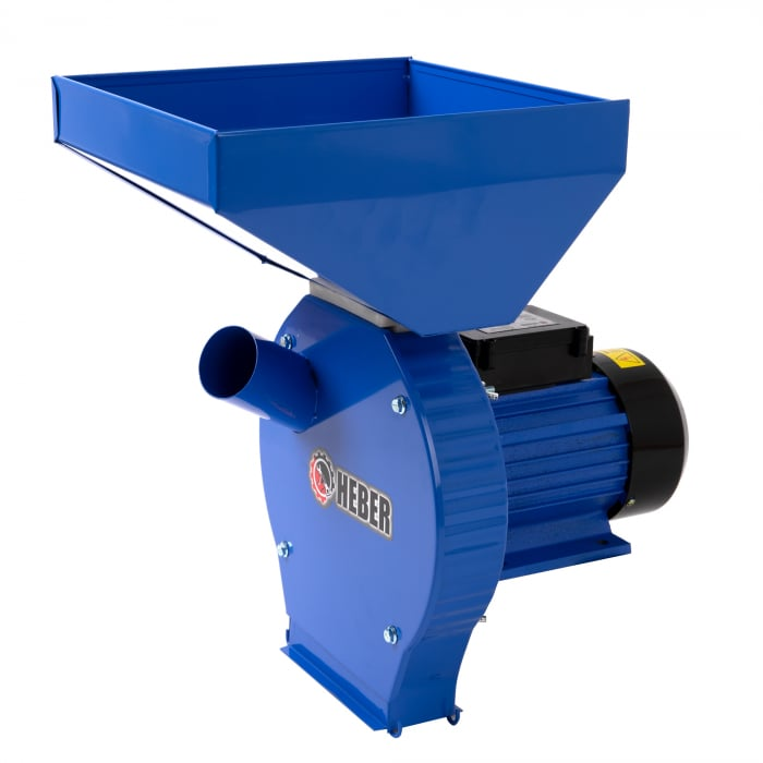 Moara electrica pentru cereale si stiuleti (2 in 1), HEBER®, Cuva Mare, motor 3,5 kw (100% cupru), 3000 rpm, 300 kg/h, 4 site de rezerva, 20 ciocanele