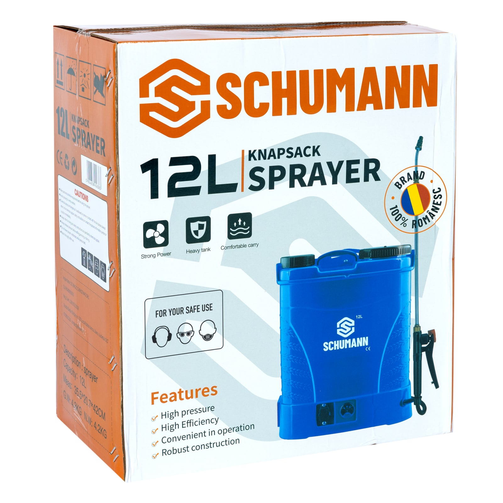 Pompa de stropit electrica, Schumann®, 12 L, acumulator, 6 BAR, regulator, 5 duze de stropire incluse