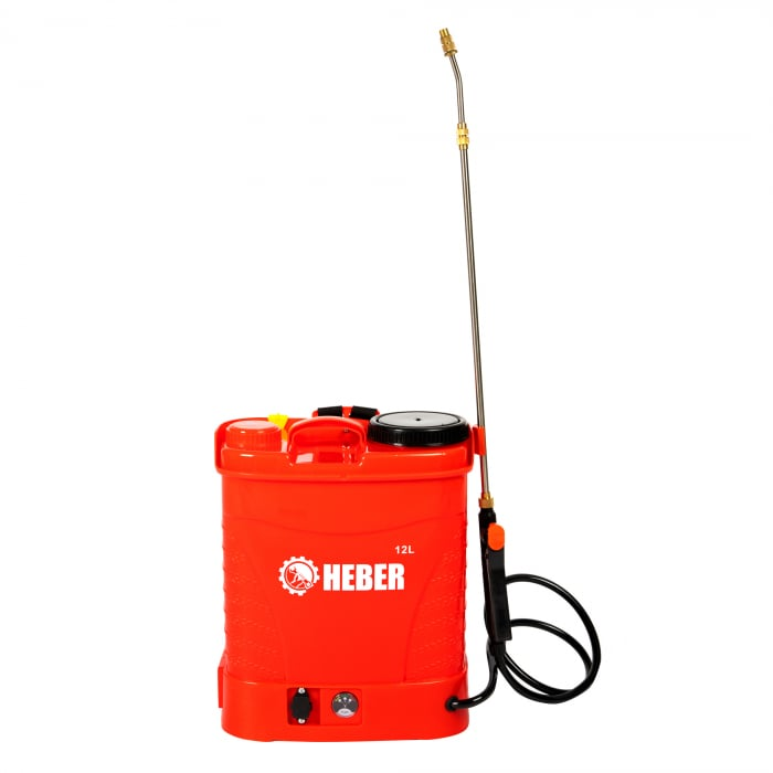 Pompa de stropit electrica , HEBER, 12 L, acumulator, regulator presiune,5 duze incluse