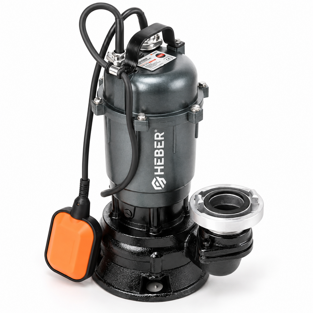 Pompa apa murdara cu tocator, Heber® WQCD10-8-0.75F,debit 10000l/h, H refulare 8 m, submersibila