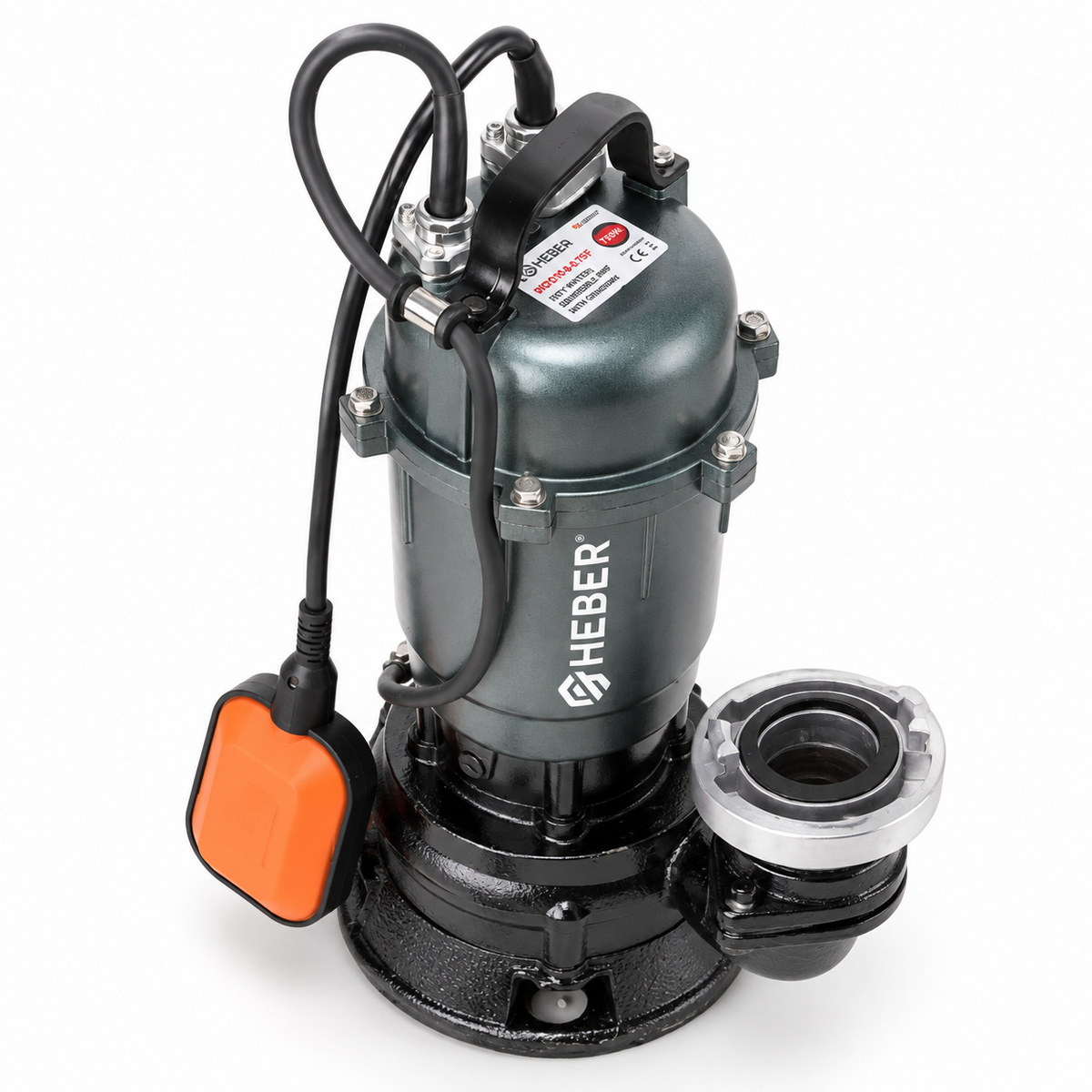 Pompa apa murdara cu tocator, Heber® WQCD10-8-0.75F,debit 10000l/h, H refulare 8 m, submersibila