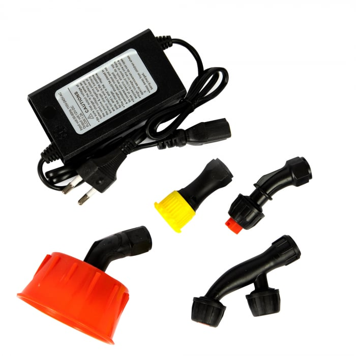 Pompa de stropit electrica + manuala (2in1), HEBER, 16 L, acumulator, 6 BAR, regulator, 5 duze de stropire incluse incluse