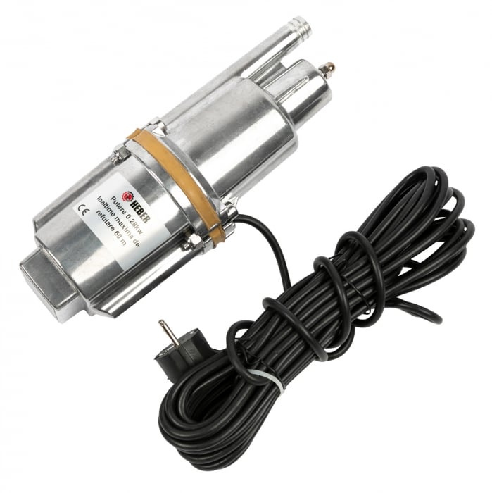 Pompa submersibila cu vibratii pentru apa curata Heber®, 280 W, 3/4" racordare, 18 l/min debit maxim, 6 m adancime absorbtie, 60 m inaltime refulare