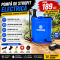 Pompa de stropit electrica + manuala 2 in 1, Schumann®, 16 L, acumulator, 6 BAR, regulator, 5 duze de stropire incluse