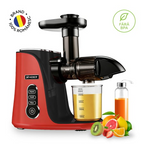 Storcator de Fructe si Legume, Heber®, cu presare la Rece, 2 Viteze Soft/Hard, Display LED, Sita Inox, Functie Reverse, 150W, Ax cu Melc, Recipient Suc 450ml, Sticla pentru calatorie 500ml